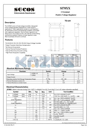SI7809 datasheet - 3-Terminal Positive Voltage Regulator