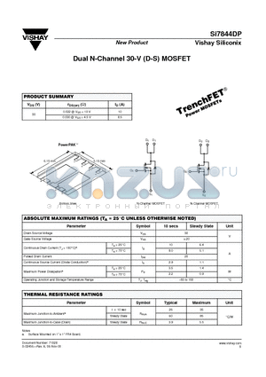 SI7844DP datasheet - Dual N-Channel 30-V (D-S) MOSFET
