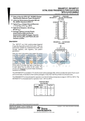 SNJ54ABT377FK datasheet - OCTAL EDGE-TRIGGERED D-TYPE FLIP-FLOPS WITH CLOCK ENABLE