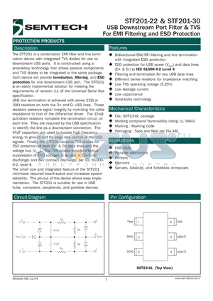 STF201-22_04 datasheet - USB Downstream Port Filter & TVS