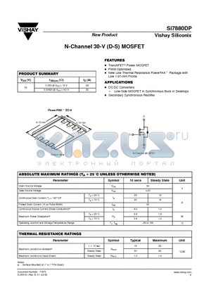 SI7880DP datasheet - N-Channel 30-V (D-S) MOSFET