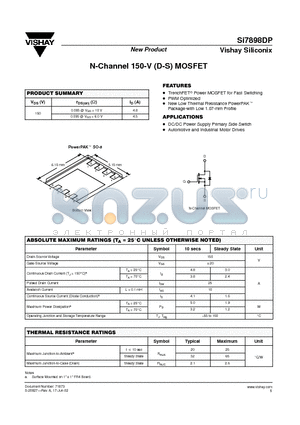 SI7898DP datasheet - N-Channel 150-V (D-S) MOSFET