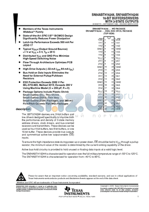 SNJ54ABTH16244WD datasheet - 16-BIT BUFFERS/DRIVERS WITH 3-STATE OUTPUTS