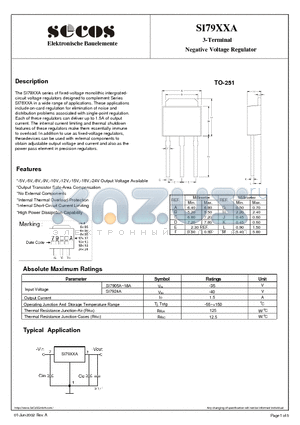 SI7905A datasheet - 3-Terminal Negative Voltage Regulator