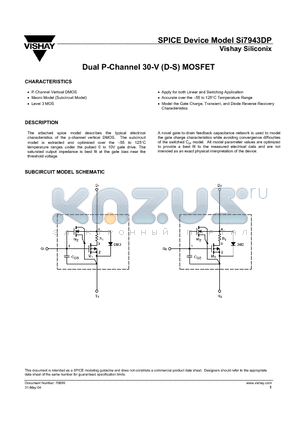 SI7943DP datasheet - Dual P-Channel 30-V (D-S) MOSFET