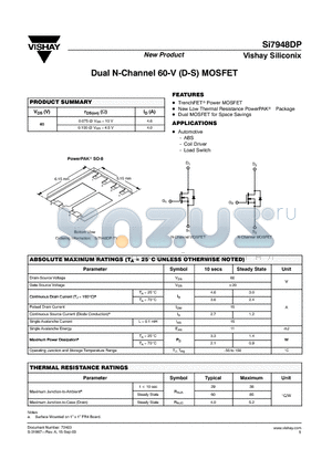 SI7948DP datasheet - Dual N-Channel 60-V (D-S) MOSFET