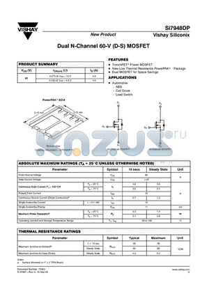 SI7948DP-T1 datasheet - Dual N-Channel 60-V (D-S) MOSFET