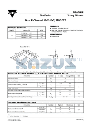 SI7971DP datasheet - Dual P-Channel 12-V (D-S) MOSFET