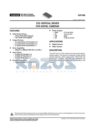 VSP1900 datasheet - CCD VERTICAL DRIVER FOR DIGITAL CAMERAS