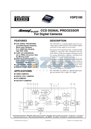 VSP2100Y datasheet - CCD SIGNAL PROCESSOR For Digital Cameras