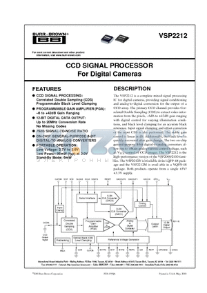 VSP2212 datasheet - CCD SIGNAL PROCESSOR For Digital Cameras