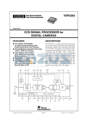 VSP2262K datasheet - CCD SIGNAL PROCESSOR for DIGITAL CAMERAS