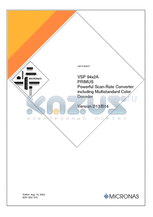 VSP9412A datasheet - PRIMUS Powerful Scan-Rate Converter including Multistandard Color Decoder