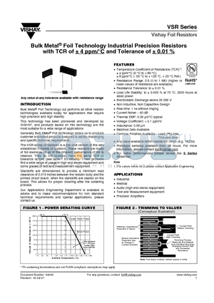 VSRJ datasheet - Bulk Metal^ Foil Technology Industrial Precision Resistors with TCR of a 4 ppm/`C and Tolerance of a 0.01 %