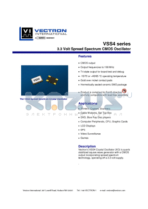 VSS4-B5B-25M00 datasheet - 3.3 Volt Spread Spectrum CMOS Oscillator