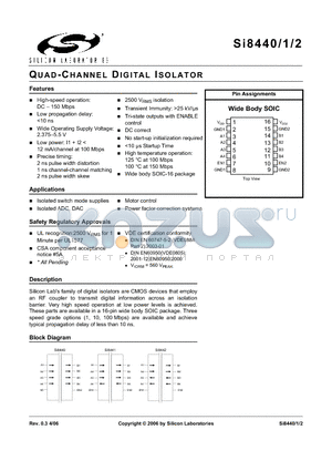 SI8441-A-IS datasheet - QUAD-CHANNEL DIGITAL ISOLATOR