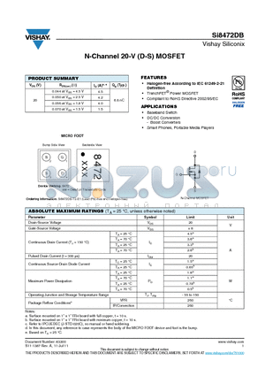 SI8472DB datasheet - N-Channel 20-V (D-S) MOSFET