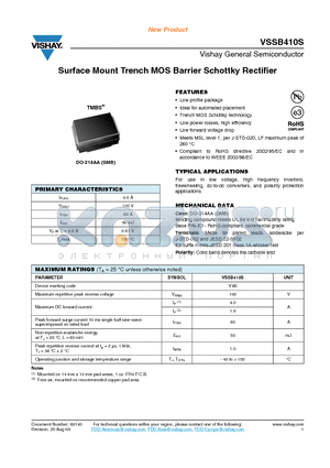 VSSB410S datasheet - Surface Mount Trench MOS Barrier Schottky Rectifier