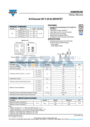 SI8800EDB_11 datasheet - N-Channel 20 V (D-S) MOSFET