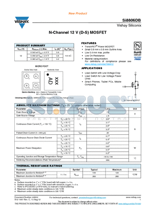 SI8806DB datasheet - N-Channel 12 V (D-S) MOSFET