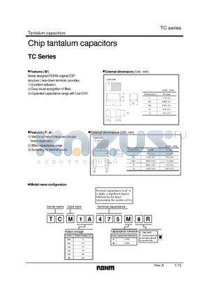 TCM1C475M8R datasheet - Chip tantalum capacitors