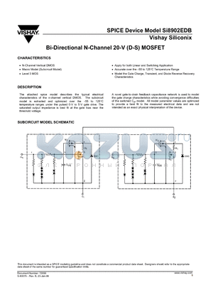 SI8902EDB_06 datasheet - Bi-Directional N-Channel 20-V (D-S) MOSFET