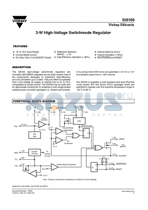 SI9100DN02-E3 datasheet - 3-W High-Voltage Switchmode Regulator