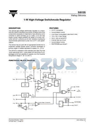 SI9105 datasheet - 1-W High-Voltage Switchmode Regulator