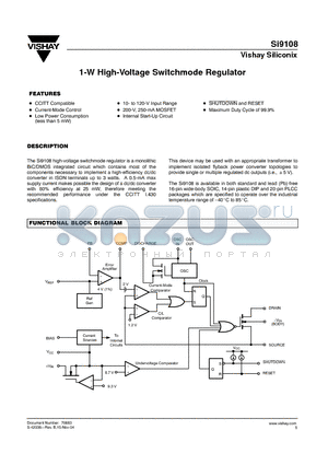 SI9108_04 datasheet - 1-W High-Voltage Switchmode Regulator