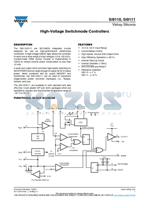 SI9110 datasheet - High-Voltage Switchmode Controllers