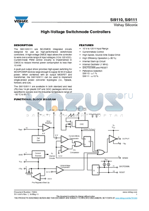 SI9110DY-T1 datasheet - High-Voltage Switchmode Controllers