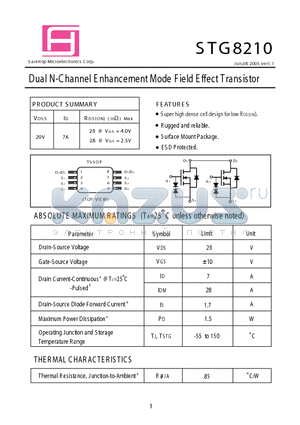 STG8210 datasheet - Dual N-Channel E nhancement Mode Field Effect Transistor