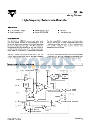 SI9114ADY datasheet - High-Frequency Switchmode Controller