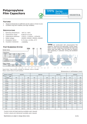 TPPN103J2J datasheet - Polypropylene Film Capacitors