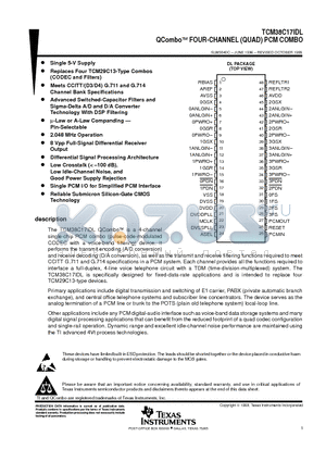 TCM38C17 datasheet - QComboE FOUR-CHANNEL QUAD PCM COMBO