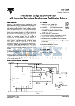 SI9122A_08 datasheet - 500-kHz Half-Bridge DC/DC Controller with Integrated Secondary Synchronous Rectification Drivers