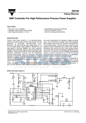 SI9140 datasheet - SMP Controller For High Performance Process Power Supplies