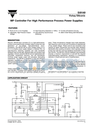 SI9140CQ-T1-E3 datasheet - MP Controller For High Performance Process Power Supplies