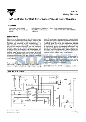 SI9140CY datasheet - MP Controller For High Performance Process Power Supplies