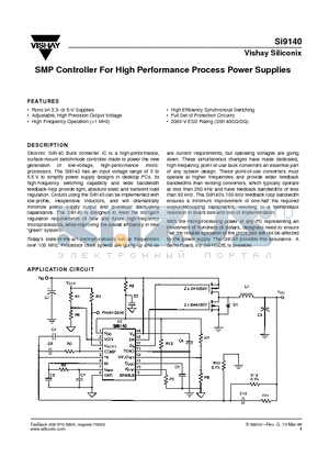 SI9140DQ datasheet - SMP Controller For High Performance Process Power Supplies