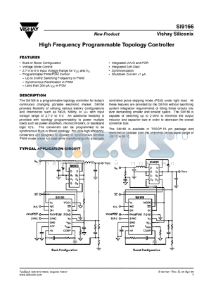 SI9166 datasheet - High Frequency Programmable Topology Controller