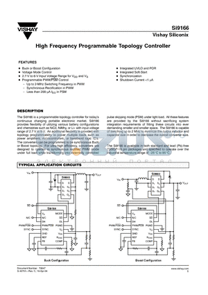 SI9166 datasheet - High Frequency Programmable Topology Controller