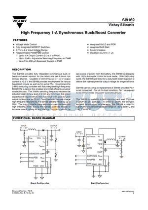 SI9169 datasheet - High Frequency 1-A Synchronous Buck/Boost Converter