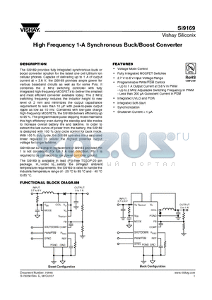 SI9169 datasheet - High Frequency 1-A Synchronous Buck/Boost Converter