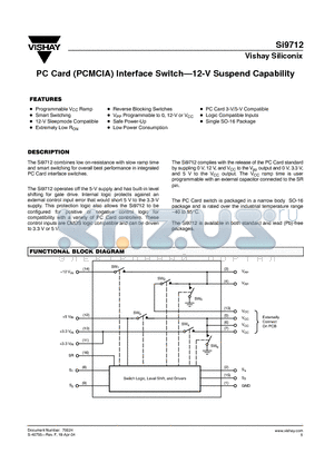 SI9172 datasheet - PC Card (PCMCIA) Interface Switch- 12-V Suspend Capability