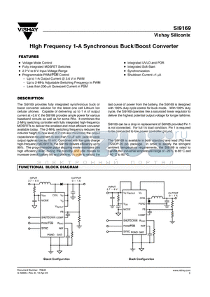 SI9169DQ-T1 datasheet - High Frequency 1-A Synchronous Buck/Boost Converter