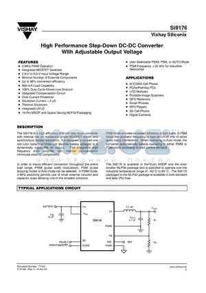 SI9176_04 datasheet - High Performance Step-Down DC-DC Converter With Adjustable Output Voltage