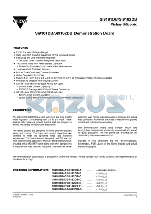 SI9181DB datasheet - Si9181DB/Si9182DB Demonstration Board