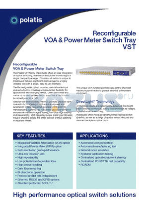 VST-08XCC-CA1-MS datasheet - Reconfigurable VOA & Power Meter Switch Tray VST