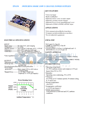 TPS150-10 datasheet - SWITCHING MODE 130W U CHANNEL POWER SUPPLIES